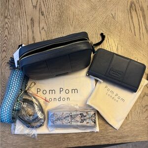 Pom Pom London Pebbled Leather Crossbody Bag & Wallet Bundle-NWT